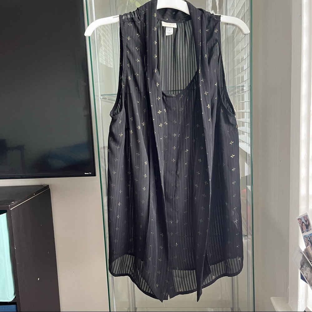 * Black Blouse with Gold Print *